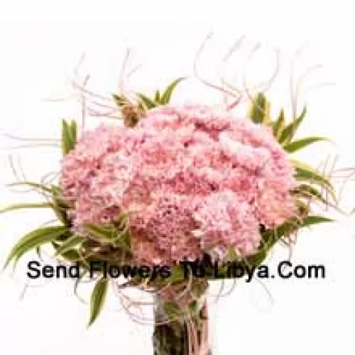 Bunch Of 24 Pink Carnations With Seasonal Fillers