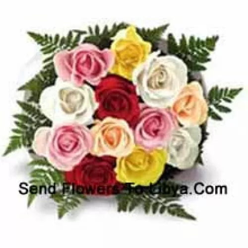 Bunch Of 12 Mixed Colored Roses