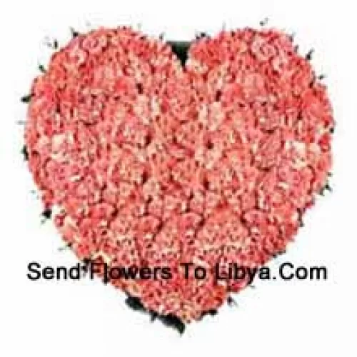 Heart Shaped Arrangement Of 100 Pink Carnations