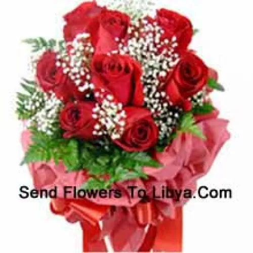 Bunch Of 10 Red Colored Roses