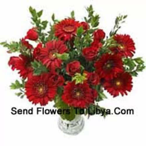 Gerberas, Roses And Fillers In A Vase