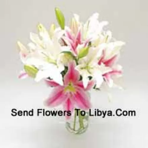 Mixed Colored Lilies In A Vase